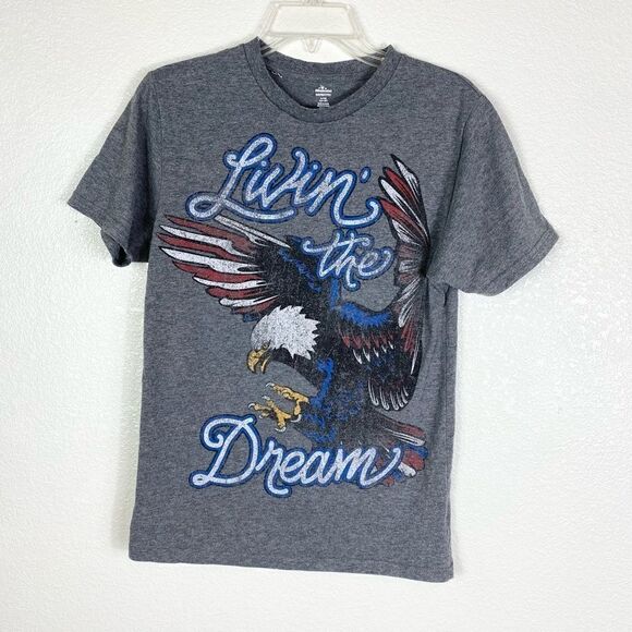 Livin’ the Dream Grey Eagle American Patriotic Tshirt - Picture 1 of 6